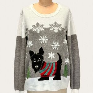 VINTAGE Scottie dog terrier schnauzer winter knit sweater snowflakes‎ pet lover